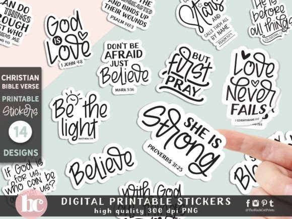 Christian Bible Verse Quote Stickers PNG Crafts