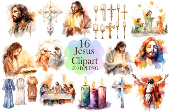 Watercolor Jesus Clipart for Crafts
